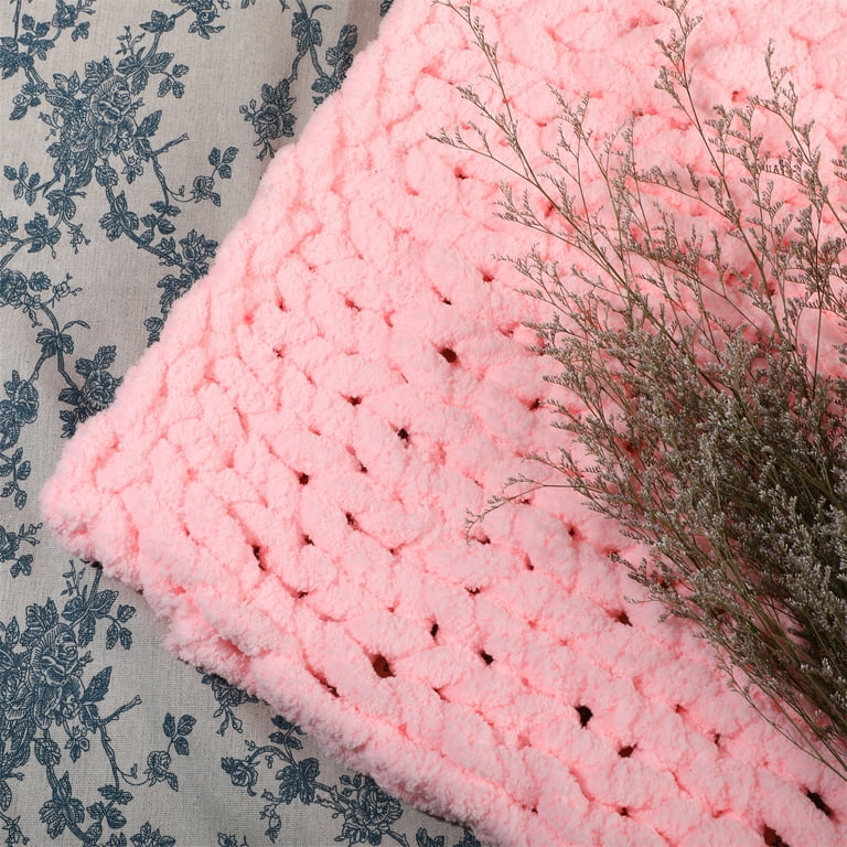 Modenna Chunky Knit Blanket Throws Chenille Throw Blanket, Light-Pink, 40x  60 