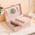 thumbnail image 5 of Latrodar Jewelry Box With Lock And Mirror Jewelry Organizer Storage Case With 2-Layers Display For Earrings Bracelets Rings Watches Pink Art&Crafts 7.4x3.6 I, 5 of 5
