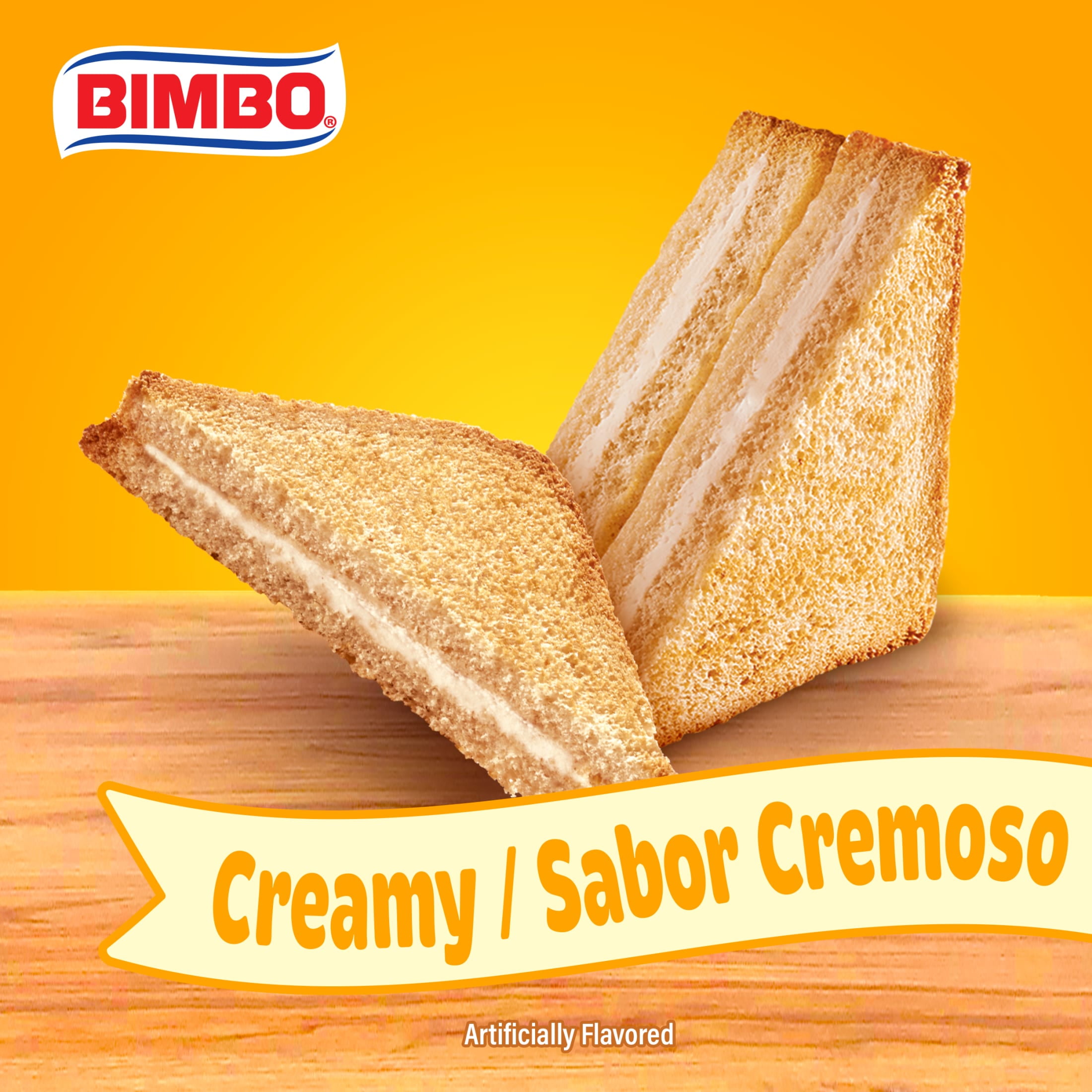 Bimbo Rebanadas Creamy Toasted Sweet Bread, 6 packs, Sweet Cream Filled Sandwiches, 11.64 oz Bag