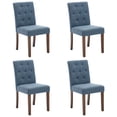thumbnail image 2 of Juego de 2 Sillas de Comedor Tapizadas – Respaldo Alto con Botones, Patas de Madera Resistentes, Ribete de Tachuelas, Tela de Lino Suave, Asiento Acolchado Cómodo para Comedor, Cocina, 2 of 11
