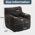 thumbnail image 2 of PORKISS Bean Bag Chair for Teens & Kids, Soft Foam Lazy Sofa with Teddy Fabric, Single Leisure Sofa Chair for Dorm Bedroom Living Room, Dark Gray, 2 of 10