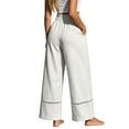 thumbnail image 5 of Karymi Shorts for Women Bohemian Ruffle Elastic High Waist Tassel Drawstring Wide Leg Pants, Solid Crochet Lace Trim Hem Long Trousers with Side Pockets Women's Clothing, 5 of 5