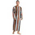 thumbnail image 4 of Mufeng Men's Thobe Muslim Loose Fit Stripe Robe Islamic Robe Multicolor Arabic Thobe with Pocket Blue 4XL, 4 of 6