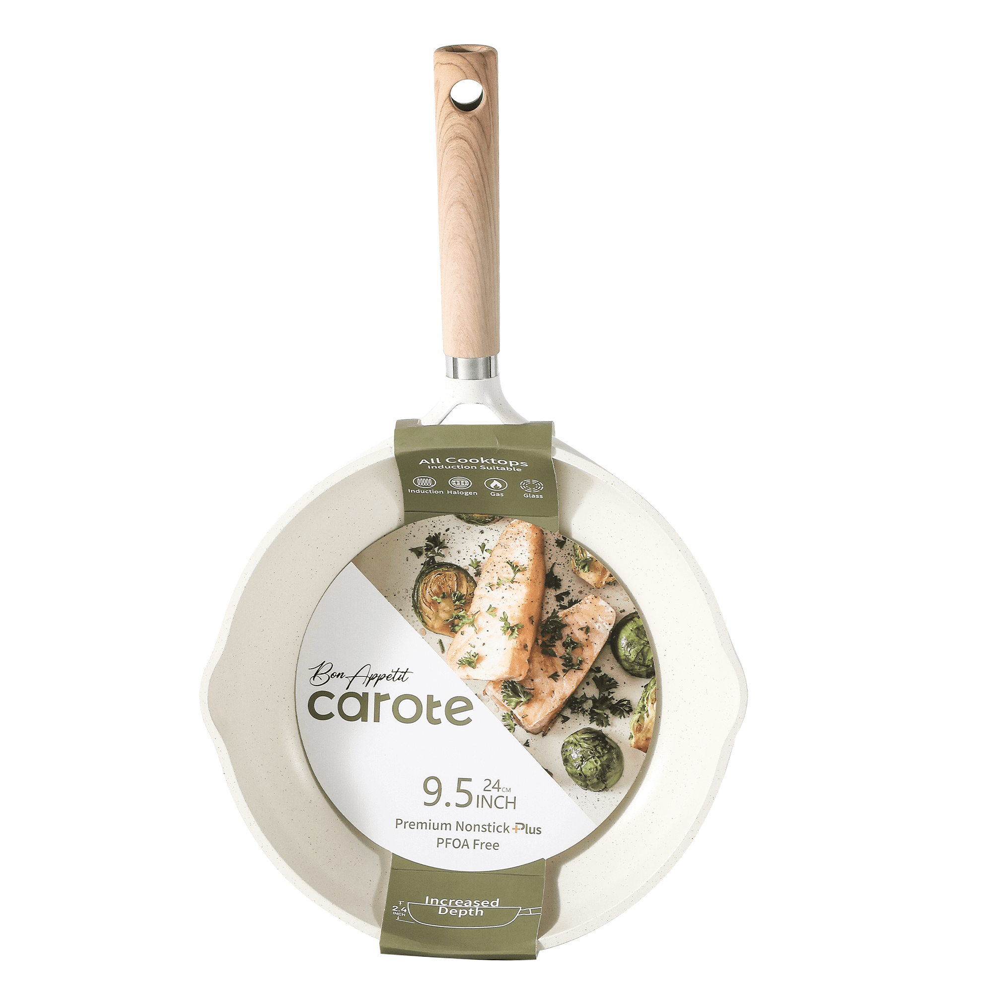 (3 pack) Carote Nonstick Frying Pan 9.5" Skillet With Induction, Egg Omelet Pan Non-Stick Chef's Pan Compatible for All Stoves, Bon Appetit, White Granite