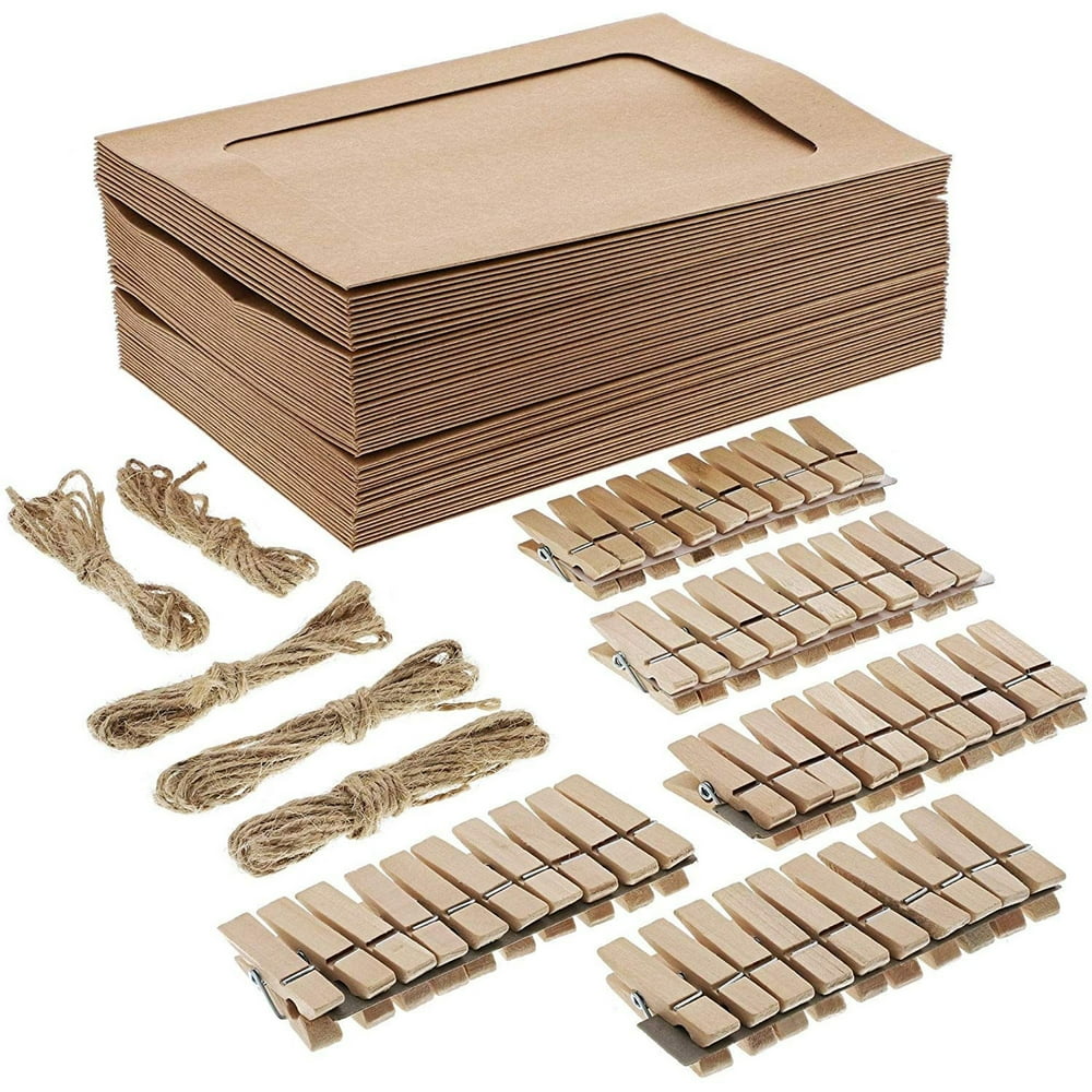 Cardboard Paper Picture Frame Diy Hanging Kit (50 Pack) 5X7 Inch, Kraft