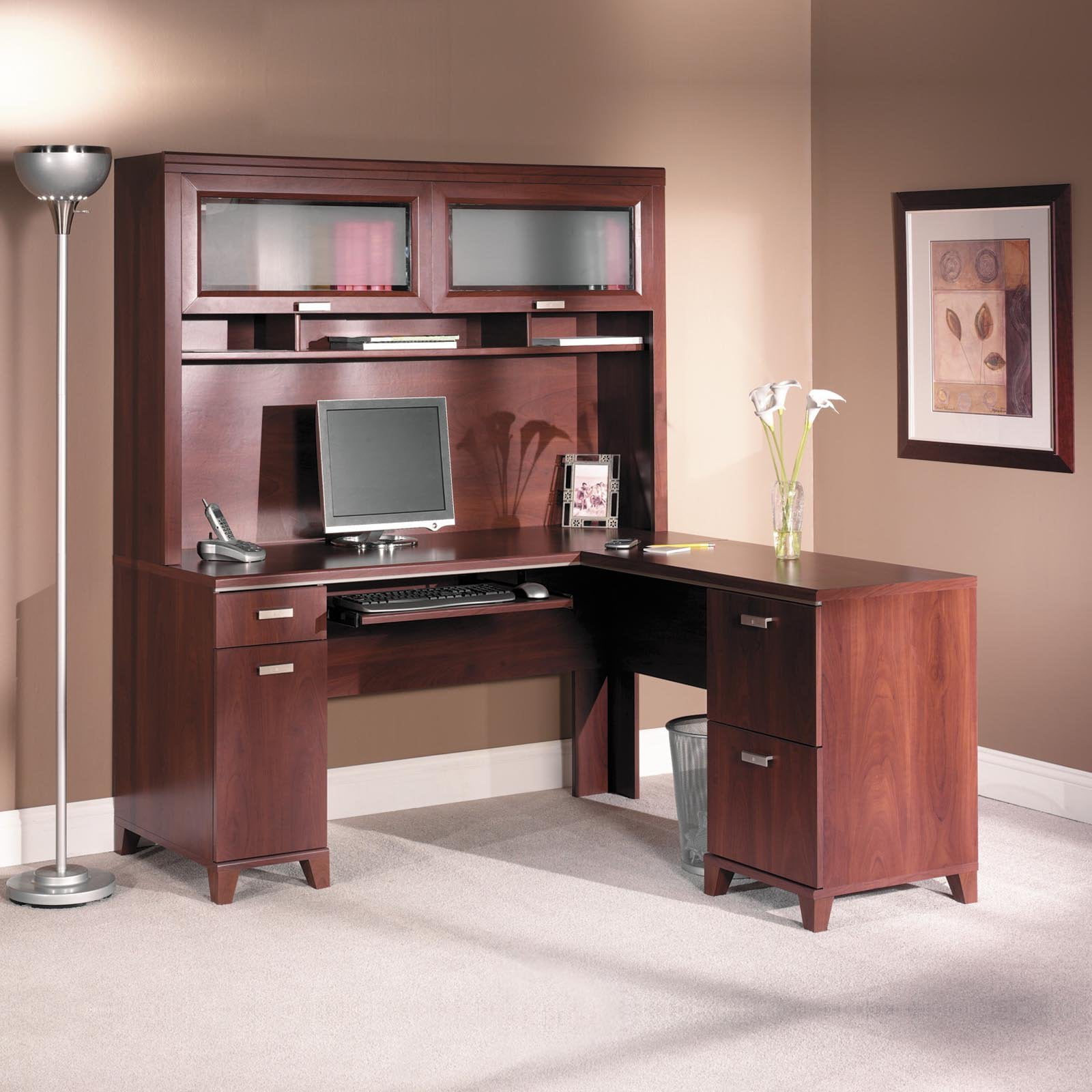 Bush Tuxedo Cherry Computer Desk With Optional Hutch Com
