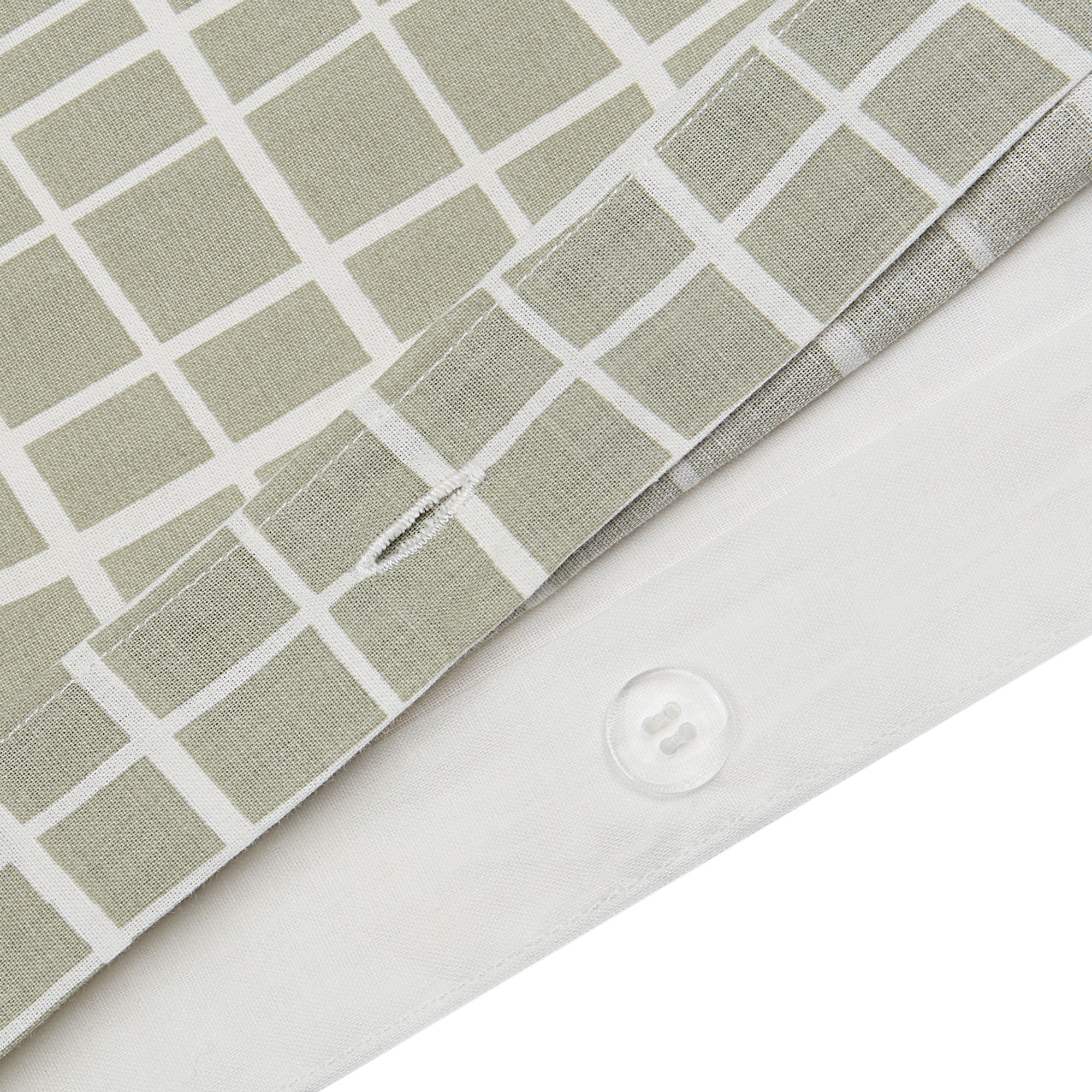 HOMETRENDS 3-Piece Abstract Grid Green Duvet Cover Set, King, 100% Cotton