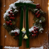 DAMAI Christmas Gold Bells with Red Velvet Bows Christmas Jingle Bells Door Hanger, Large Burgundy Velvet Christmas Wreath Bow Rustic Crafts Bows for Xmas Tree Wall Home Wreath Garland Staircase