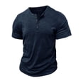thumbnail image 7 of Dolkfu Henley Shirts Men Athletic T Shirt Pullover Blue Short Sleeve Button Tees for Men S, 7 of 7