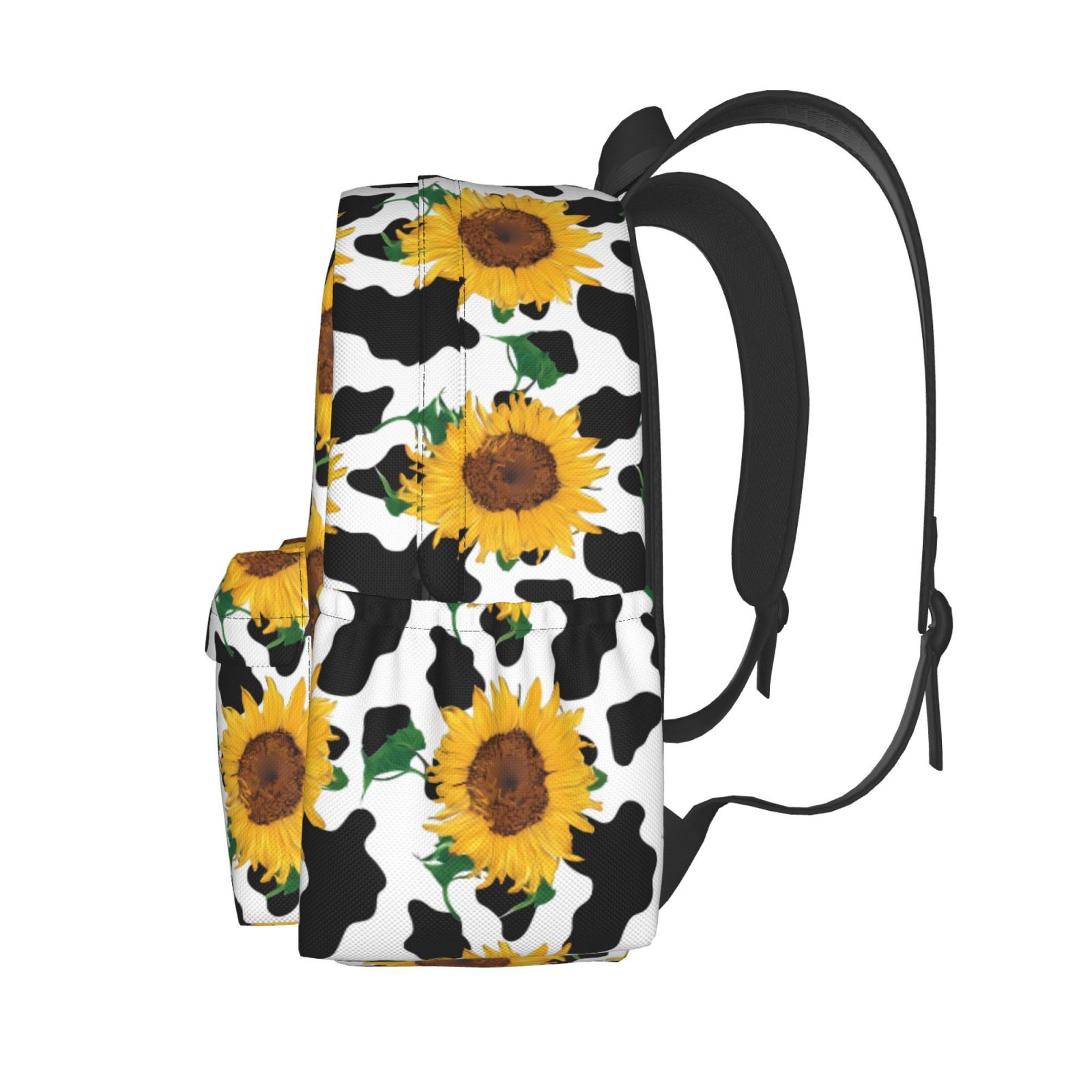 Rateoe Cute Cow Print Sunflower B Pattern Student Backpack,Backpack for School,Lightweight Bag,Travel Backpack,Outdoor Backpack,Large Capacity Backpack