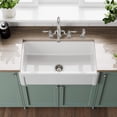 thumbnail image 3 of Whitehaus Collection 33" Reversible Single Bowl Fireclay Kitchen Sink with Grid: Three Edge Frame, Plain Front Apron, 3 of 6