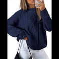 thumbnail image 3 of Suéteres de Cuello Redondo de Punto Extragrandes para Mujer Azul Marino XL, 3 of 6