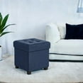 thumbnail image 6 of LEDREM 15" Cube Storage Ottoman with Feet, Footstool with 10-Gallon Storage, Ottoman with Storage Holdss up to 660 lb, Midnight Blue, 6 of 7