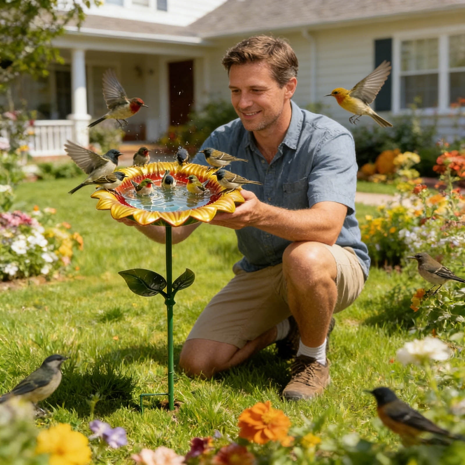 Bird Bath For The Garden Bird Bath Standing Basin Bowl Wild Bird Bath Water Drinks Bird Feeder Bird Bath Freestanding Removable For Wild Birds Frost Resistan Feeders for Outdoors Squirrel Proof