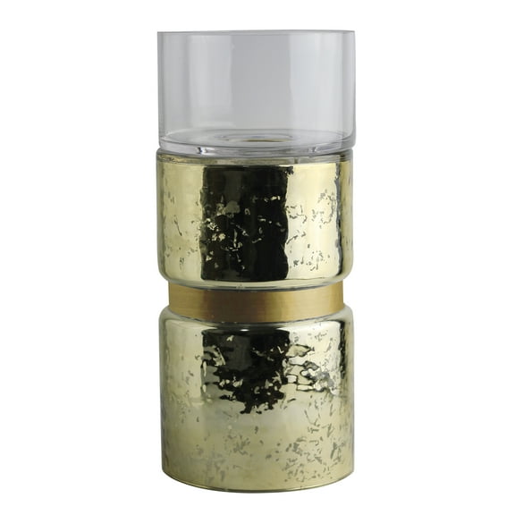 A&B Home Gold Cylindrical Glass Candleholder 5.9" x 5.9" x 13.2"