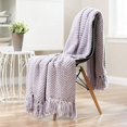 thumbnail image 2 of Chanasya Textured Knitted Super Soft Throw Blanket With Tassels Warm Plush Lightweight Fluffy Woven Blanket for Bed Sofa Couch Cover Living Bed Room Purple Throw Blanket (50x65 Inches) Mistylilac, 2 of 3