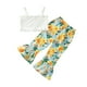 thumbnail image 2 of Conjunto de 2 piezas de ropa para niñas pequeñas con tirantes, pantalones acampanados florales y blusas., 2 of 8