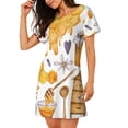 thumbnail image 2 of Fotbe Honey Bee Set Bata de Dormir para Mujer con Estampado, Camisón de Algodón de Manga Corta, Ropa de Dormir Casual, 2 of 6