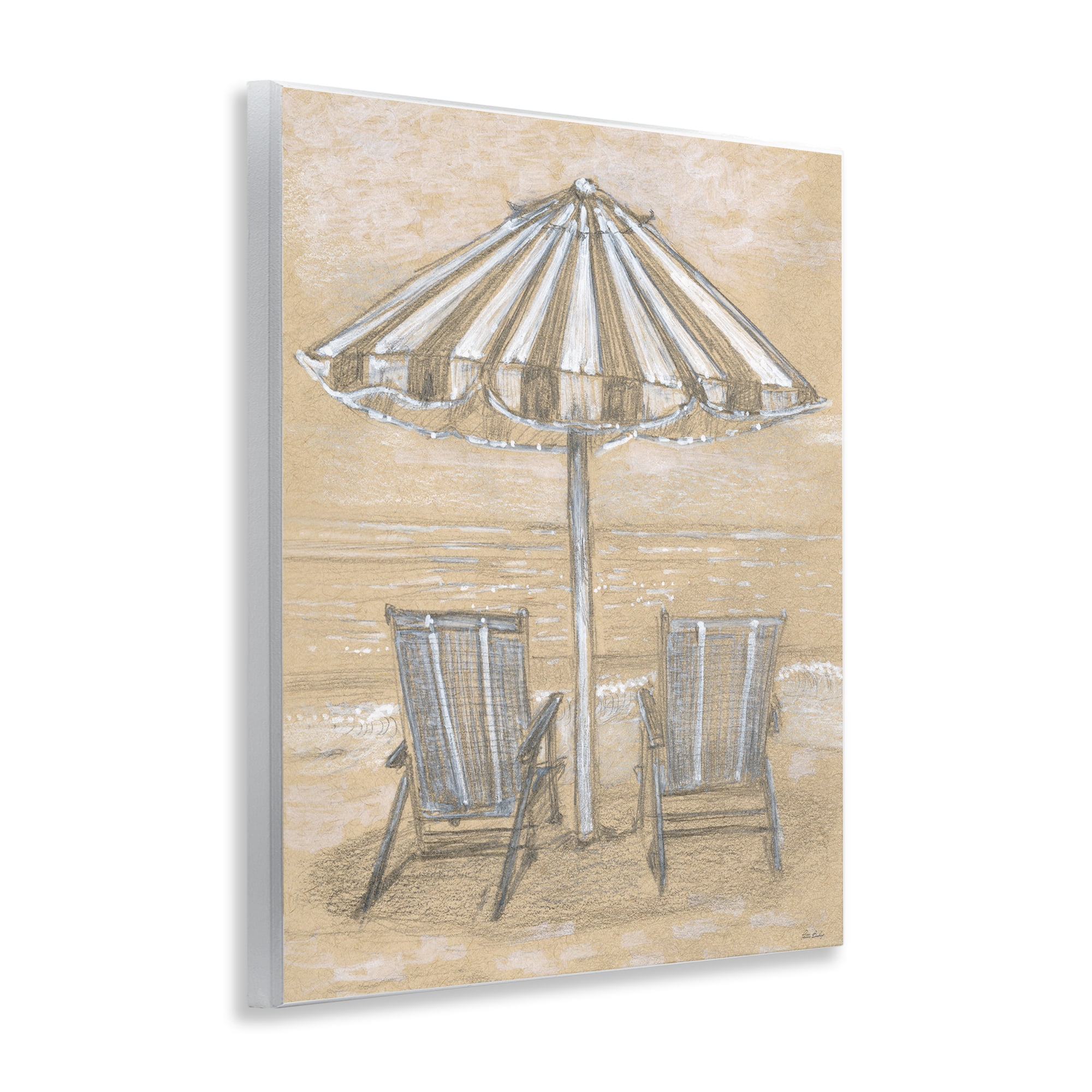 Stupell Industries Umbrella & Chairs Drawing Wall Plaque Art, design by Patti Bishop