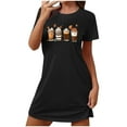 thumbnail image 2 of Sakmal Moomoo Nightgowns for Women Cute Short Spooky Season Black Nightwear Short Sleeve Pumpkin Print Nightgowns for Women, 2 of 5