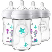 Philips Avent Natural Baby Bottle with Seahorse Design, 9oz, 4pk, SCF659/47