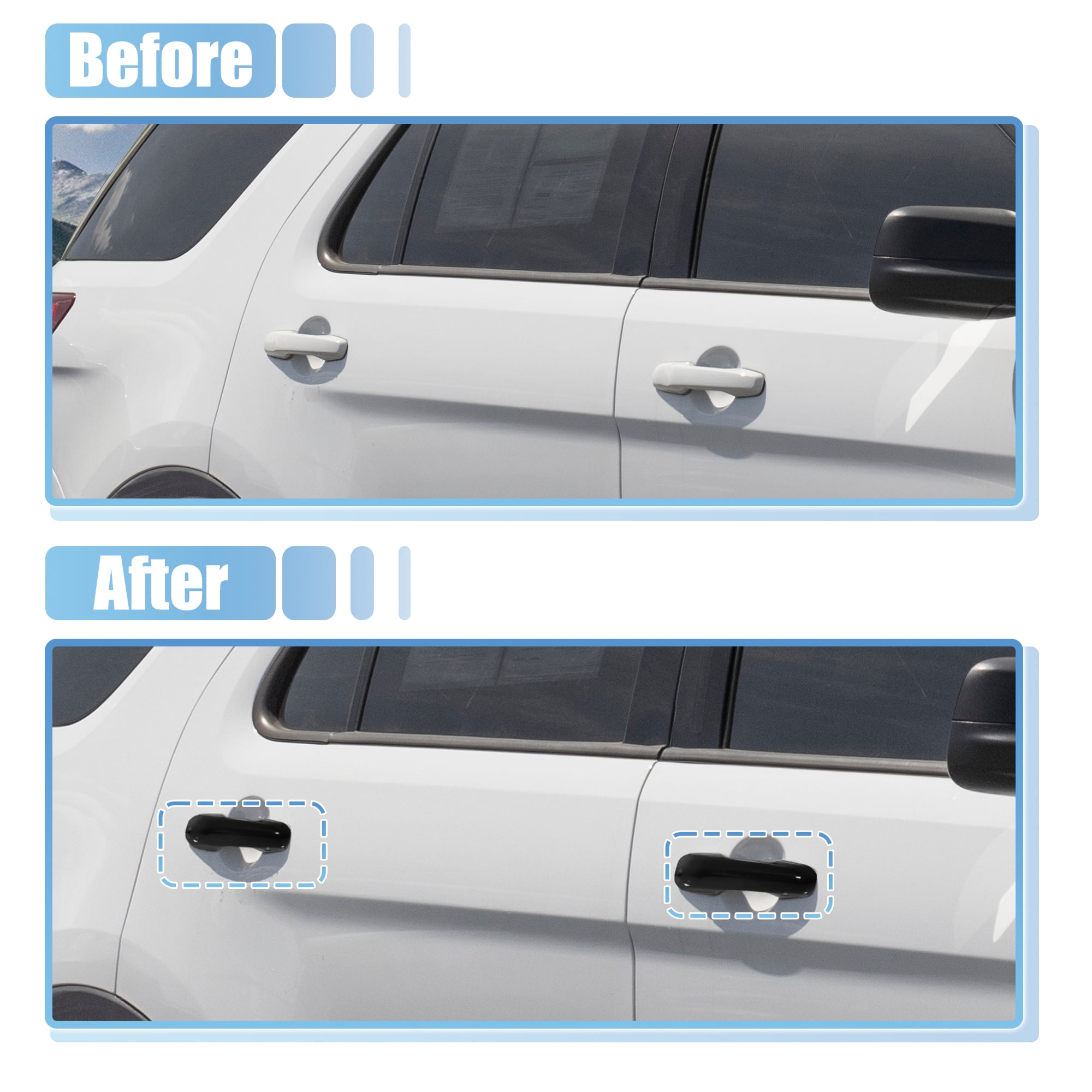 Unique Bargains Car Side Door Handle Trim Cover for Ford Explorer 2020 2021 2022 Black