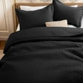 thumbnail image 4 of VCCOEM Quilt Set Full/Queen Size Lightweight Bedspreads, All Season Coverlet, 3 Piece (1 Quilt, 2 Pillow Shams), Woven Pattern, Black, 4 of 10