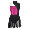 thumbnail image 1 of Raenseen Robe de Ballet Sans Manches pour Filles Épaules Dénudées Style Patchwork à Sequins Rose Vif 8, 1 of 7