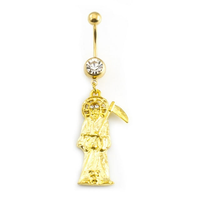 Anneau de Nombril avec Design Suspendu Grim Reaper 14G Acier Chirurgical