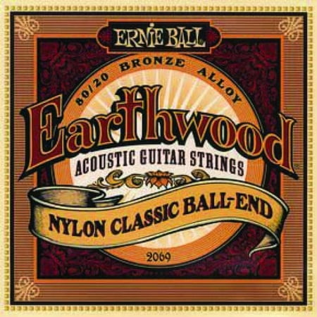 Ernie Ball 2069 Earth wood Folk Nylon, Clear and Gold Acoustic/Classical Guitar Strings, 28-42