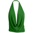 thumbnail image 2 of J. METHOD Women's Sleeveless Halter Neck Lightweight Low Cut Deep V Neck Sexy Draped Backless Top Blouse NEWT07 kelly Green M, 2 of 6