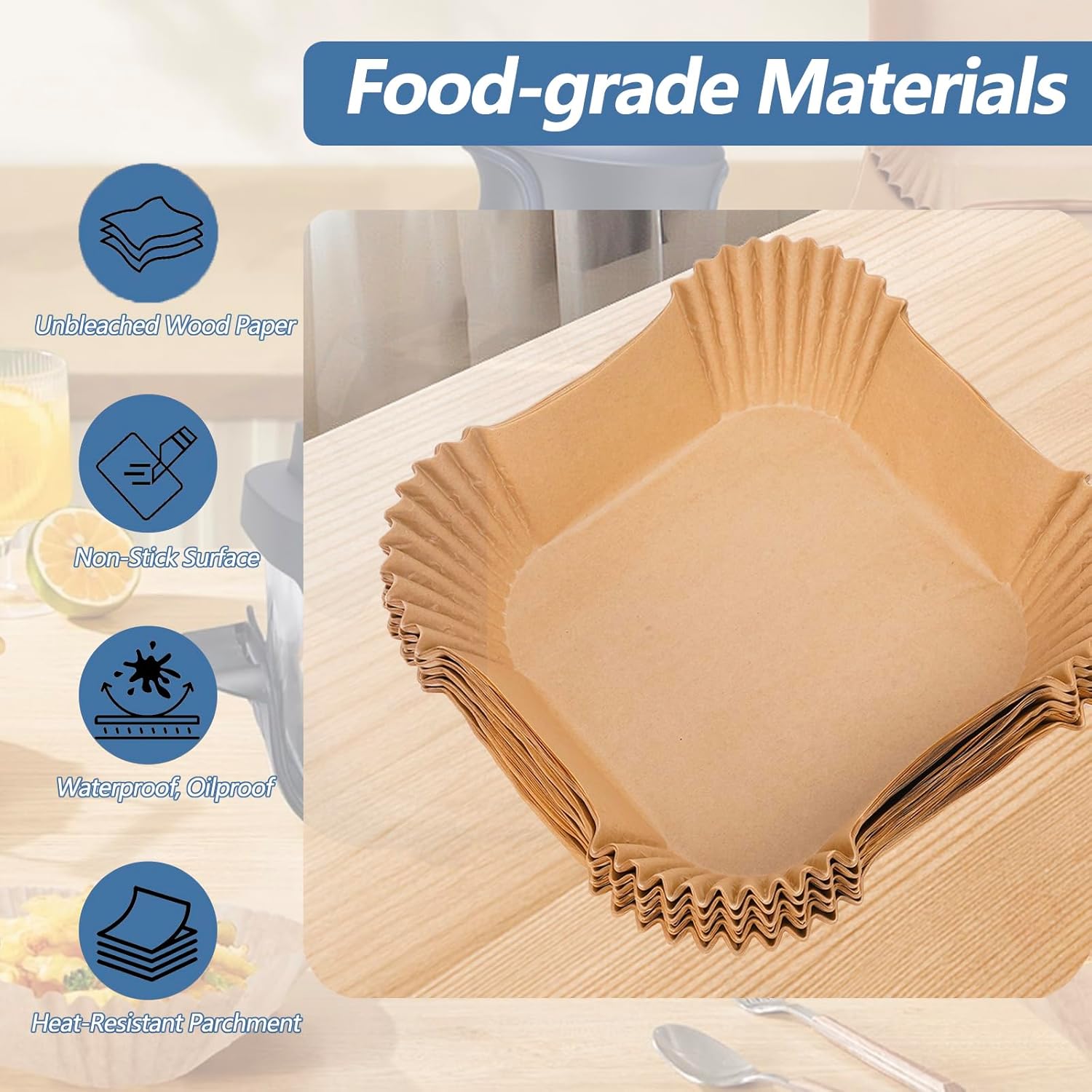 Crispi Air Fryer Liners Disposable for Ninja, 260PCS Crispi Air Fryer Accessories for Crispy Glass Container, Fit for 4QT & 6 Cup Air Fryer Liners