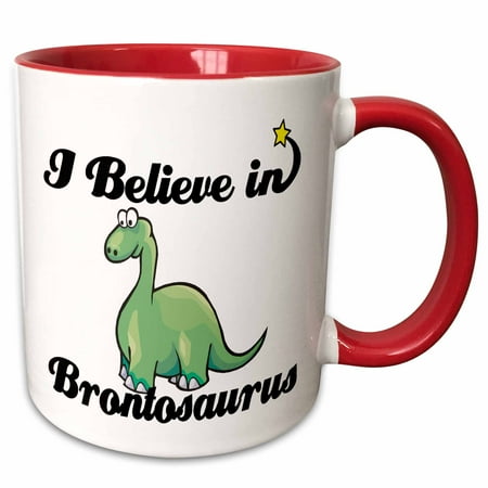 

3dRose I Believe In Brontosaurus - Two Tone Red Mug 11-ounce