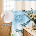thumbnail image 2 of No Hook Shower Curtain with Built-in Rings - Ocean Whale Compass Washable Waterproof Fabric Bathroom Curtains for Hotel,Rentals, 72 X 72 Inch Long , Sea Coral Starfish Bule, 2 of 9