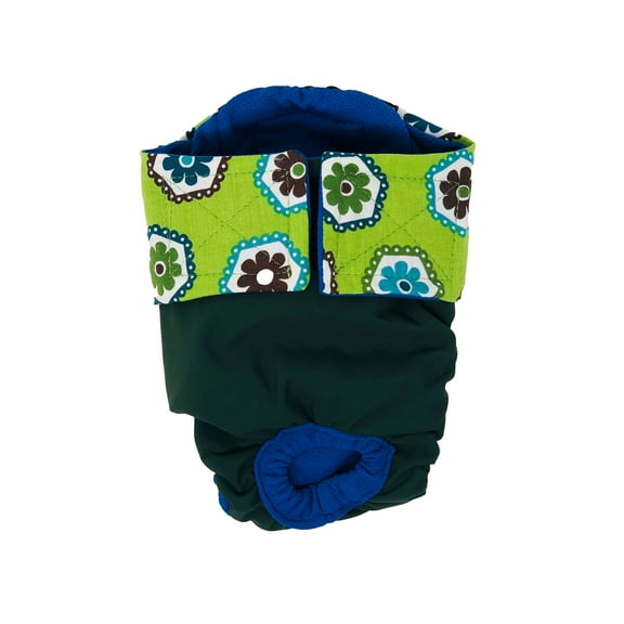 Barkertime Green Daisy on Green Cat Diaper