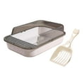 thumbnail image 1 of Caja de arena para gatos, caja de arena para gatos, caja de arena para gatos semicerrada grande con lado alto, duradera, parte abierta, para Claro y, 1 of 8
