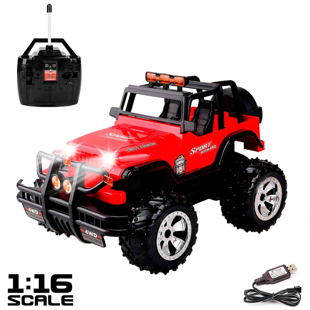 1:16 Scale High Speed Remote Control Truck Vehicle for Kids, RC Cars with Lights and Sounds