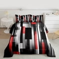 thumbnail image 2 of Manfei Black Red Gray Bedding Comforter Set 2pcs, Modern Gradient Stripe Twin Comforter Sets, Contemporary Geometric Bedding Set, Microfiber Bedroom Decor, 2 of 8