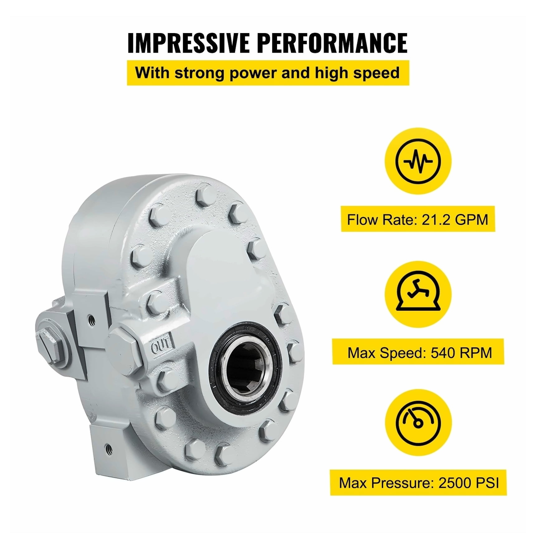 Hydraulic Pump 21.2 GPM 540 RPM Log Splitter 2250 PSI with SAE Ports for Tractor Tailgate Lift