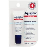 Aquaphor Lip Repair Immediate Relief for Severely Dry Lips, Fragrance Free with Vitamins, Shea Butter and Chamomile Essence, 0.35 fl oz