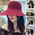 thumbnail image 2 of Women Foldable Wide Brim Straw Hats Roll Up Sun Visors Bow Summer Beach Hat, 2 of 8