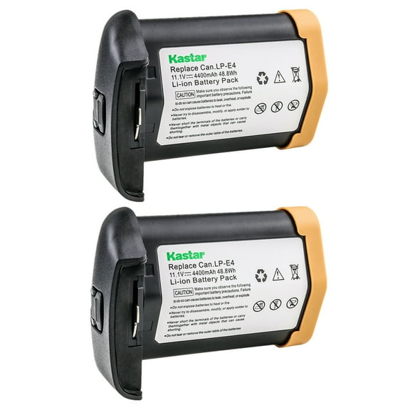 Kastar 2-Pack LP-E4 Battery 11.1V 4400mAh Replacement for Canon EOS 1D C, EOS 1D X, EOS 1D X Mark II, Mark 2, EOS 1D Mark III, Mark 3, EOS 1Ds Mark III, Mark 3, EOS 1D Mark IV, Mark 4 Cameras