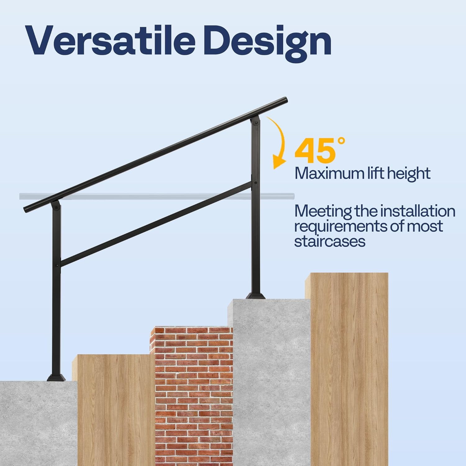 SPECSTAR 2-Pack outdoor handrails, 4-5 Steps Galvanized Steel Railing, for Porch, Deck, or Indoor Stairs, Railing Kit