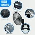thumbnail image 5 of iLiving 20" Outdoor Oscillating High Velocity Wall Fan with 4750 CFM Heavy Duty Weatherproof Motor, Variable Speed Adjustment for Workshop, Garage, Patios, Commercial and industrial, 20 inch, 5 of 6
