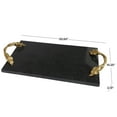 thumbnail image 3 of DecMode 21" x 10" Black Marble Rectangle Leaf Tray with Gold Twisted Metal Handles, 1-Piece, 3 of 7