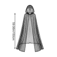 thumbnail image 2 of Jiibva Sheer Mesh Witch Cloak Celestial Star Moon Hooded Cape Black 150cm, 2 of 7