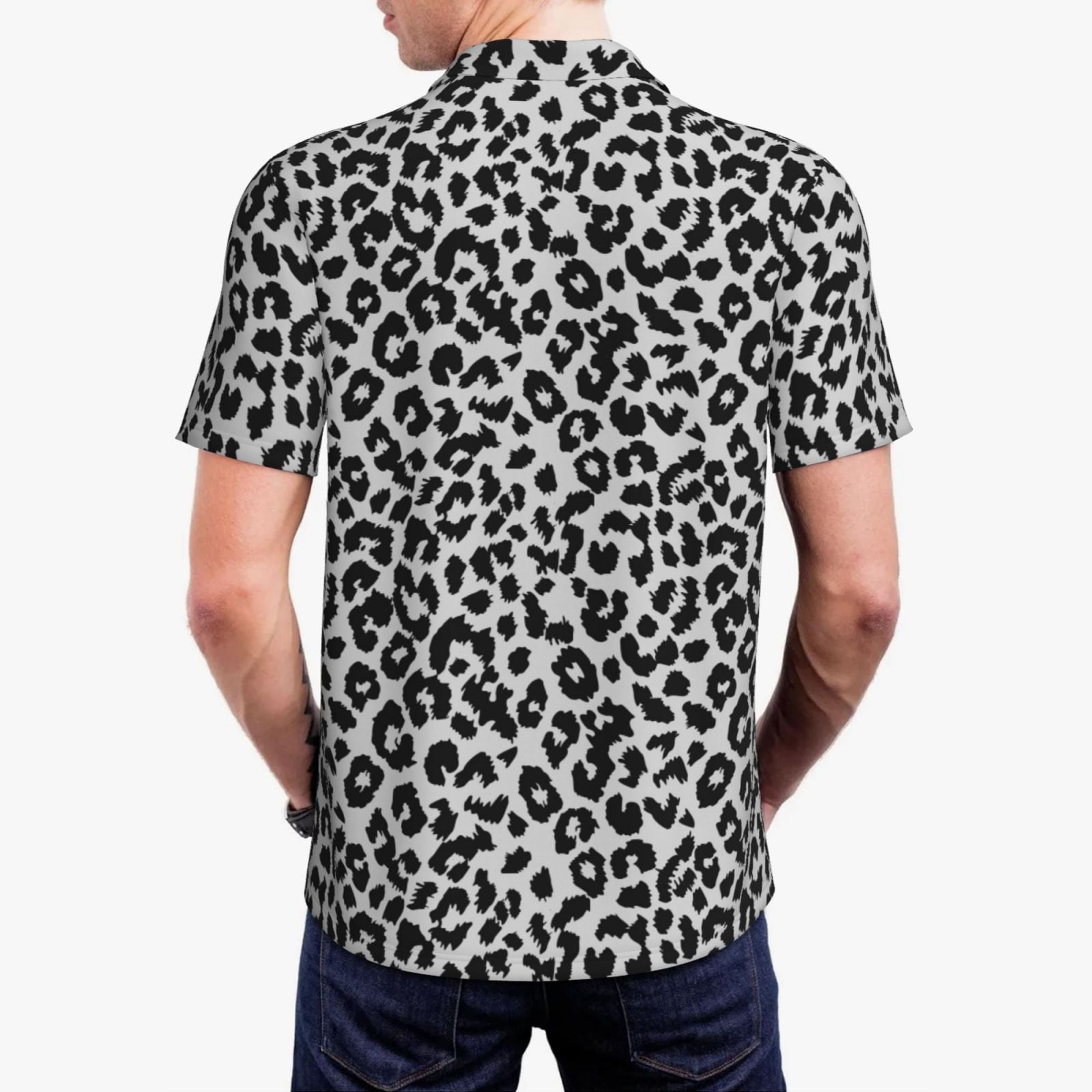 Vsdgher Similar To Leopard Print Print Men's Short Sleeve Stretch Polo Shirt, Moisture-Wicking Performance Polo Shirt