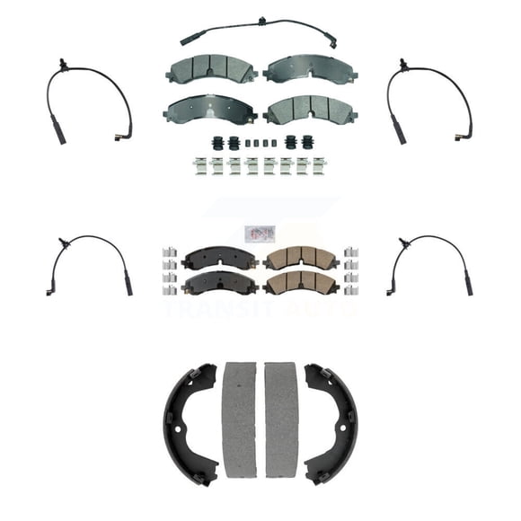 AmeriBRAKES Front Rear Ceramic Disc Brake Pads and Extra Wear Sensors Kit (7Pc) for Car 2023-2024 GMC Chevrolet Sierra 2500 HD Silverado 3500 6.6L KNW-101455