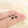 thumbnail image 3 of HOOUN Women's Black Heart Screw Back Ear Stud Earrings Surgical Steel Trendy Jewelry, 3 of 4