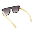 thumbnail image 4 of Geometric Large Shield Mirror Lens Bamboo Wood Arm Retro Sunglasses Matte Black - Smoke, 4 of 4